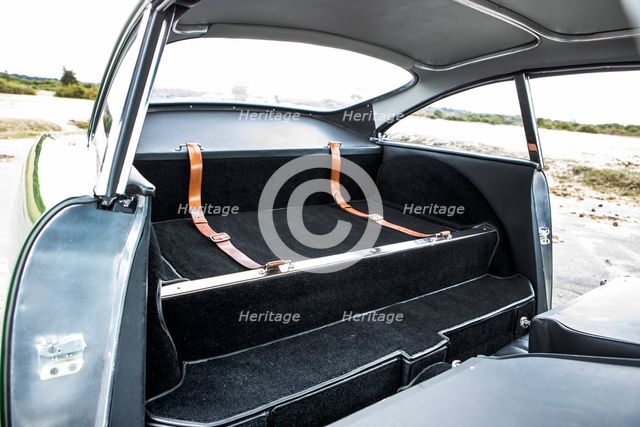 Rear seat of a 1961 Aston Martin DB4 GT previously owned by Donald Campbell. Creator: Unknown.