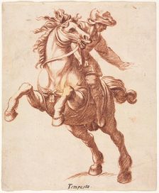 Rearing Horse and Rider, c. 1600?. Creator: Antonio Tempesta (Italian, 1555-1630), attributed to