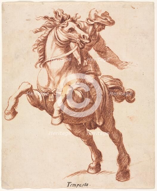 Rearing Horse and Rider, c. 1600?. Creator: Antonio Tempesta (Italian, 1555-1630), attributed to.