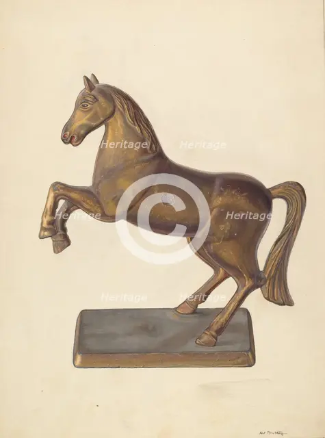 Rearing Horse Bank, c. 1938. Creator: Alf Bruseth.