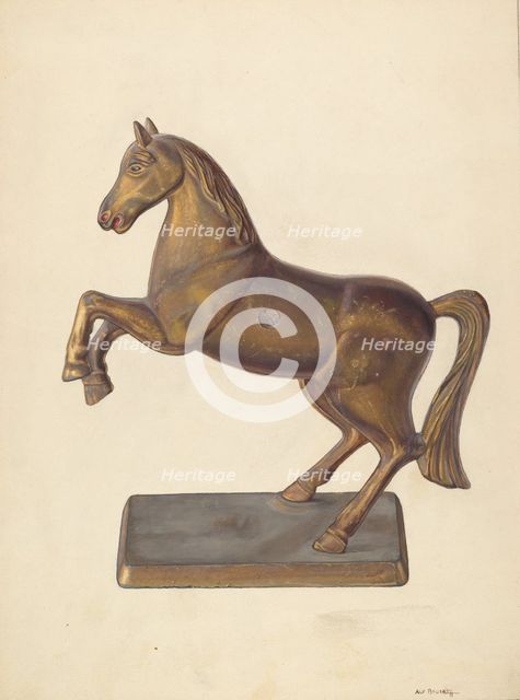 Rearing Horse Bank, c. 1938. Creator: Alf Bruseth.
