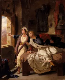 Rebecca and the Wounded Ivanhoe, 1823. Creator: Eugene Delacroix