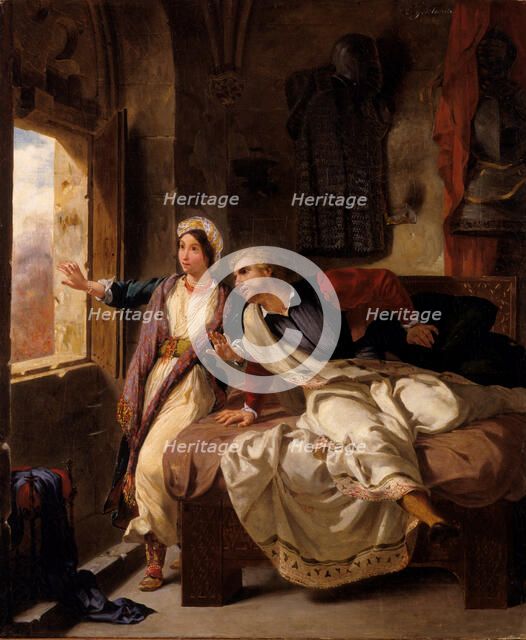 Rebecca and the Wounded Ivanhoe, 1823. Creator: Eugene Delacroix.