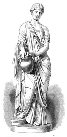 "Rebecca at the Well," sculpture, by W. H. Reinhart, 1869. Creator: Unknown