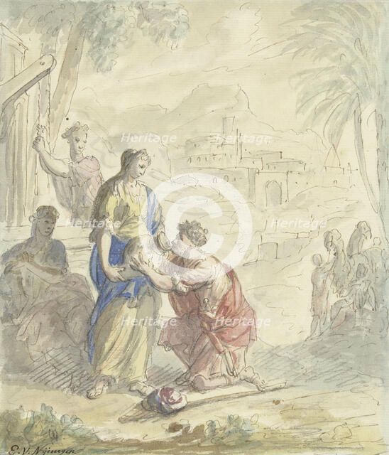 Rebekah and Eliezer at the well, 1677-1755. Creator: Elias van Nijmegen.