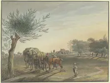 Rebstock farm in the middle of the wide meadowland on Mainzer Landstraße near Frankfurt am Main,1804 Creator: Johann Friedrich Morgenstern