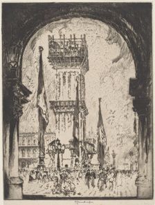 Rebuilding the Campanile, Venice, No.I, 1911. Creator: Joseph Pennell
