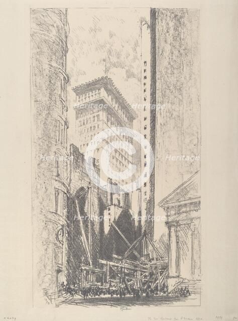 Rebuilding Broad Street, 1910. Creator: Joseph Pennell.