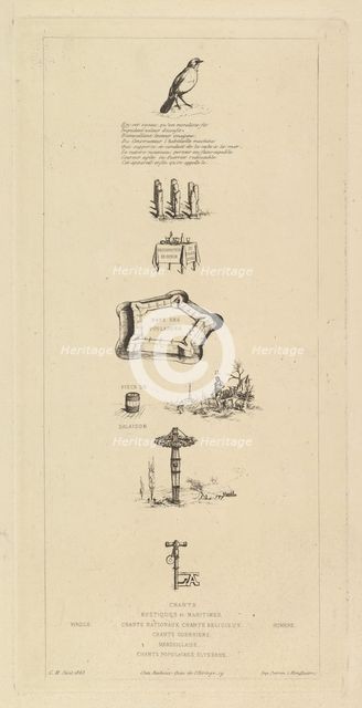 Rebus: Béranger was not really strong, for he never had the key to the fields, 1863. Creator: Charles Meryon.