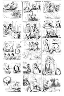 Rebuses, designed by Charles H. Bennett, 1857. Creator: Unknown