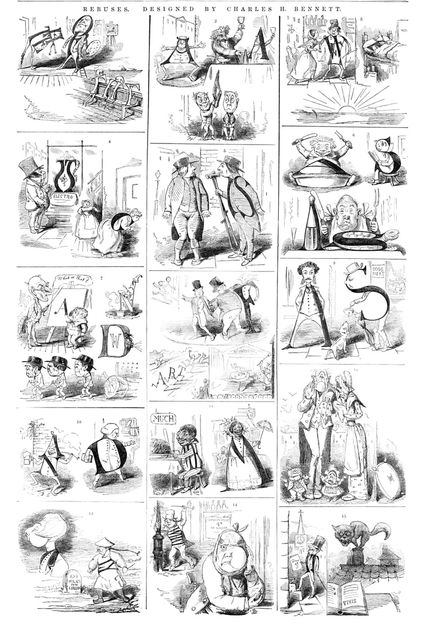Rebuses, designed by Charles H. Bennett, 1857. Creator: Unknown.
