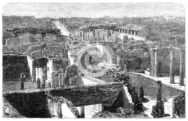 Recent discoveries in the buried city of Pompeii: general view of the excavations, 1864. Creator: Unknown.
