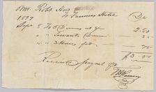 Receipt for "dinners, servants dinners, and horses fed" at the Farmers Hotel, September 8, 1819. Creator: Unknown