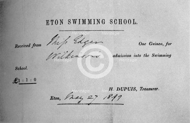 'Receipt for Swimming Lessons', 1935. Artist: Unknown.