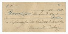 Receipt for ten dollars from Lucille Brown, February 28, 1919. Creator: Unknown
