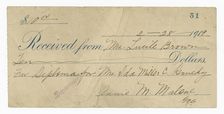 Receipt for ten dollars from Lucille Brown, February 28, 1919. Creator: Unknown