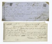 Receipts for sales of slaves, 1859. Creator: Unknown