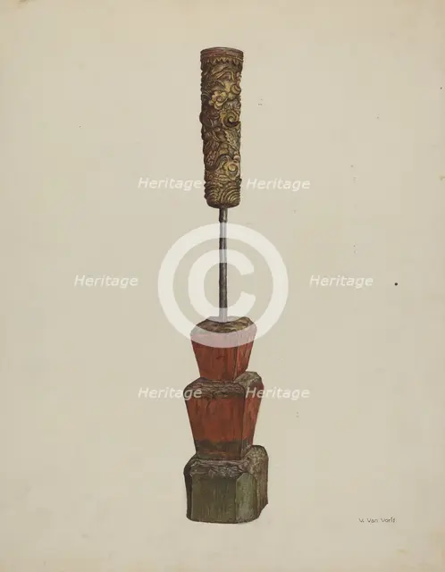 Receptacle for Peanut Oil, c. 1939. Creator: Vera Van Voris.