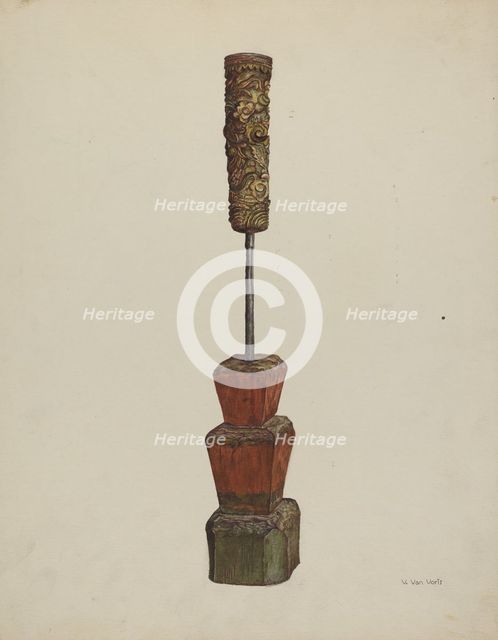 Receptacle for Peanut Oil, c. 1939. Creator: Vera Van Voris.
