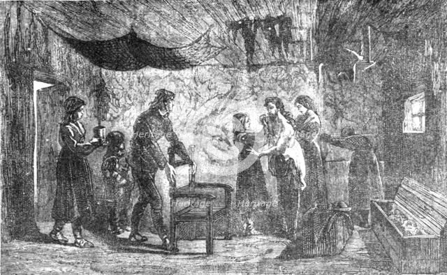 'Reception of a guest in an Icelandic family; An Icelanders Notes on Iceland', 1875. Creator: Unknown.