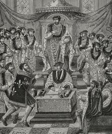 Reception of a knight of the Order of Saint Michael, French military order ..., 1469-70, (1877). Creators: J Petot, Jules Jean Marie Joseph Huyot