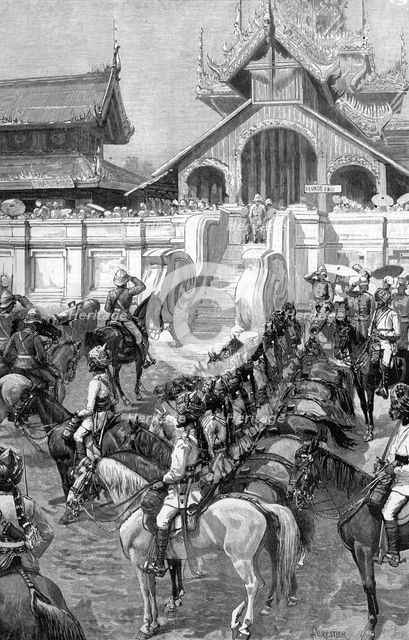 Reception of General Roberts in Mandalay at the east gate of the palace, Burma, 1887.Artist: A Forestier