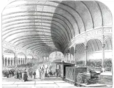 Reception of Her Majesty at the Great Central Railway Station, Newcastle-Upon-Tyne, 1850. Creator: Ebenezer Landells