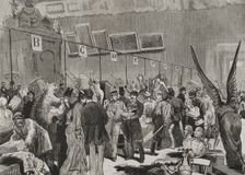 Reception of lots for the National Lottery, to be drawn on 10 January 1879 at the Grand Palais...187 Creators: Bernardo Rico, Juan Comba García