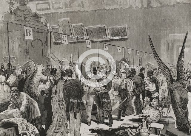 Reception of lots for the National Lottery, to be drawn on 10 January 1879 at the Grand Palais...187 Creators: Bernardo Rico, Juan Comba García.