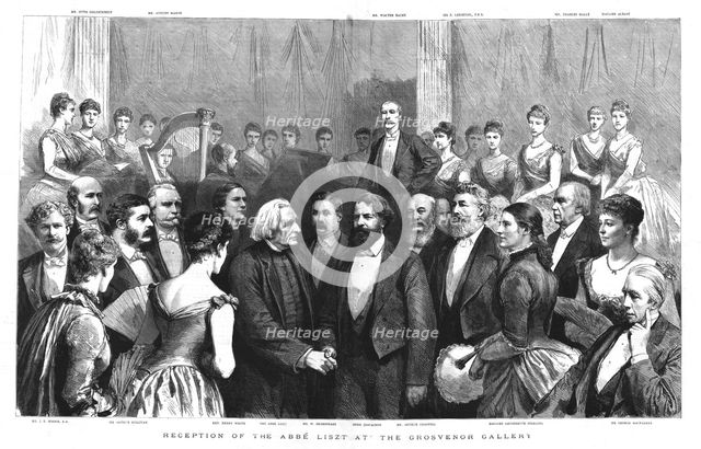 'Reception of the Abbe Liszt at the Grosvenor Gallery', 1886. Creator: Unknown.