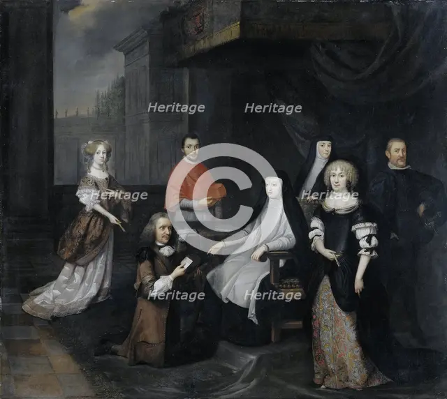 Reception of the Dutch ambassador Hieronymus van Beverningk by the Spanish queen-regent Maria-Anna o Creator: Gaspar Netscher.