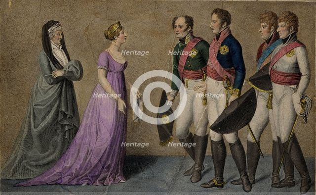 Reception of the Emperor Alexander at Memel by their majesties Frederick William and Louisa of Pruss Artist: Anonymous  