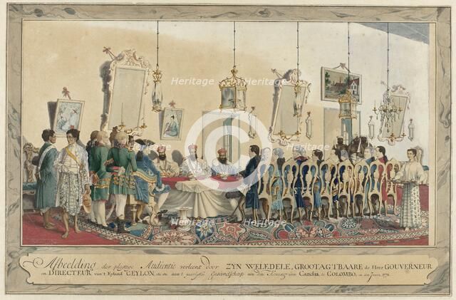 Reception of the envoys of the King of Kandy by Governor Imam Falck, 1772. Creator: Carel Frederik Reimer.