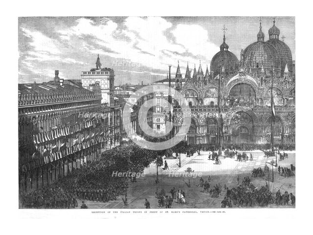 'Reception of the Italian Troops in front of St. Mark's Cathedral, Venice', 1866. Artist: Unknown.