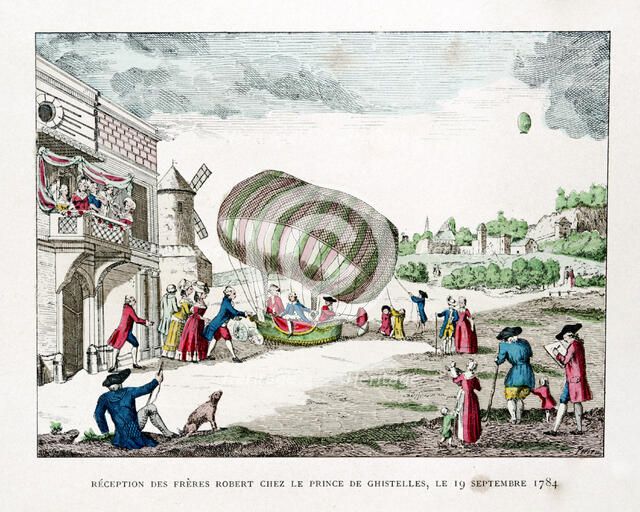 Reception of the Robert Brothers by the Prince of Ghistelles in 1784, (1887). Artist: Gaston Tissandier