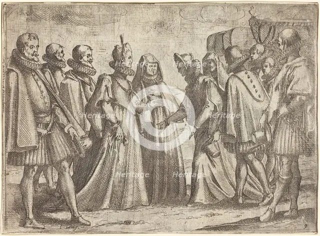 Reception at Mantua [recto], 1612. Creator: Jacques Callot.