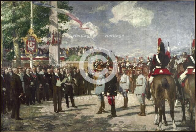 Reception at Porte Maillot of Marshals Foch and Joffre, July 14, 1919, 1923. Creator: Lucien Simon.