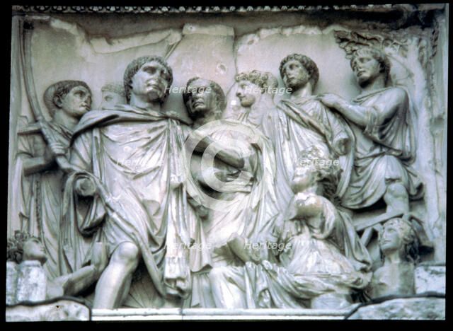 Reception at the Senate, fragment in the Arch of Trajan.
