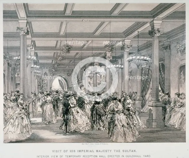 Reception for the Sultan of Turkey, Guildhall, City of London, 1867. Artist: Kell Brothers