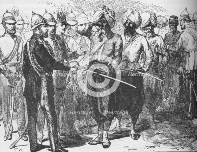 Reception for the survivors of the defence of Lucknow, India, January 1876 (1908). Artist: Unknown.