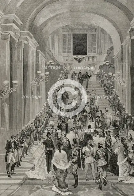 Reception in honour of the Ambassadors Extraordinary at the Royal Palace, Madrid, 27 January 1878. Creator: Andrés Ovejero.