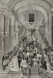 Reception in honour of the Ambassadors Extraordinary at the Royal Palace, Madrid, 27 January 1878. Creator: Andrés Ovejero