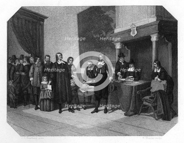 Reception the French Protestants in Amsterdam, late 17th century (c1870). Artist: H Sluyter