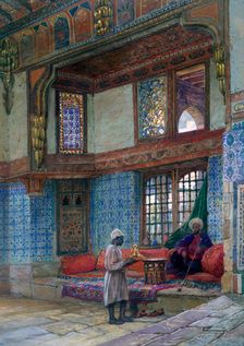 Recess in the reception room of Mufti Sheik El Mahadi's house, Cairo 1873. Artist: Frank Dillon