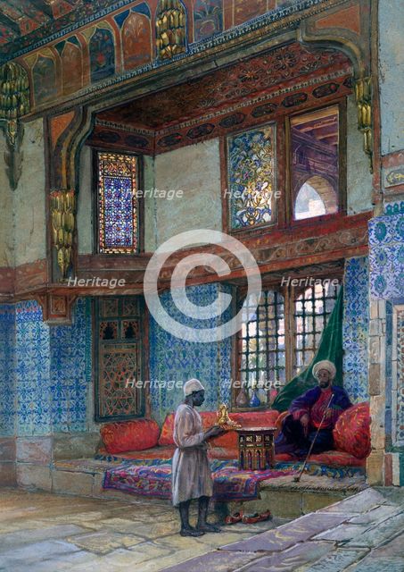 'Recess in the reception room of Mufti Sheik El Mahadi's house, Cairo', 1873. Artist: Frank Dillon