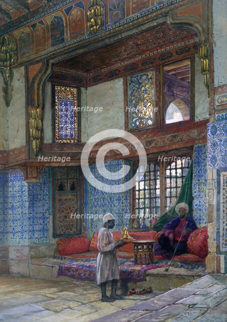 'Recess in the reception room of Mufti Sheik El Mahadi's house, Cairo', 1873. Artist: Frank Dillon