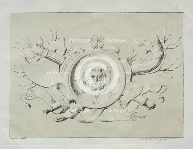 Receuil dessais lithographiques: Un trophee, c. 1816. Creator: Godefroy Engelmann (French, 1788-1839).