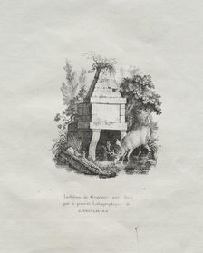 Receuil dessais lithographiques: Une fontaine imitant la gravure sur bois, c. 1816. Creator: Godefroy Engelmann (French, 1788-1839)