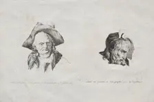 Receuil dessais lithographiques: Deux têtes, 1816. Creator: Godefroy Engelmann (French, 1788-1839)