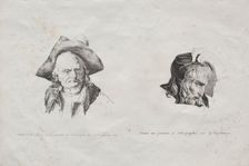 Receuil dessais lithographiques: Deux têtes, 1816. Creator: Godefroy Engelmann (French, 1788-1839)